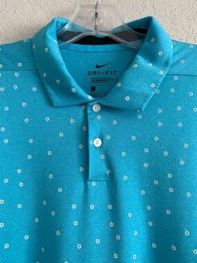 Nike Golf Shirt Polo Mens L Performance Dri-Fit Floral All Over Print AOP Preppy